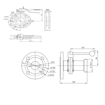 Sanbitary Aseptic Sampling Valve Flange Widdop Butterfly Valve For Water Tank Truck